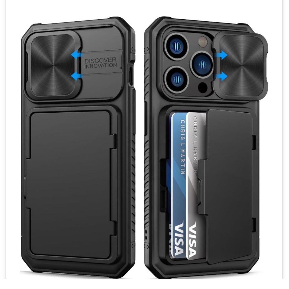 iPhone 15 PRO Black Phone Case with Card Holder